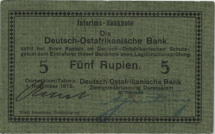 R.921a: Deutsch-Ostafrika 5 Rupie 1915 D (2) 