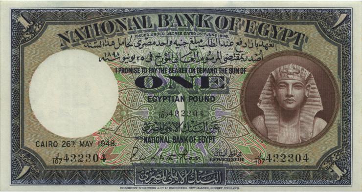 Ägypten / Egypt P.022d 1 Pound 26.5.1948 (1-) 