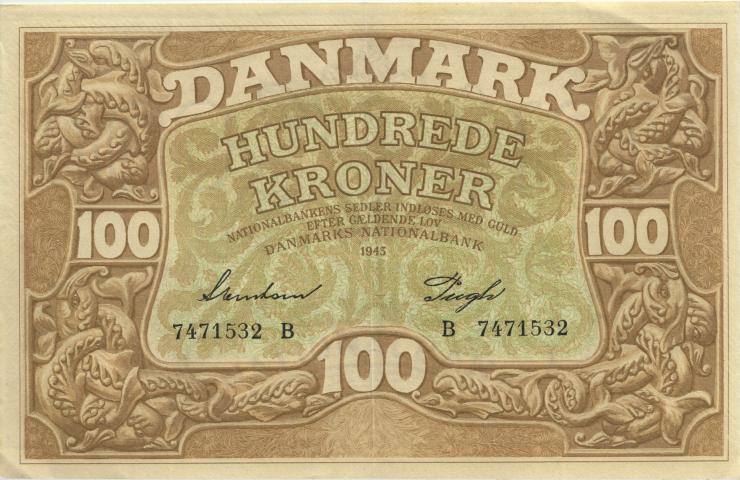 Dänemark / Denmark P.33d 100 Kroner 1943 U.1 (2) 
