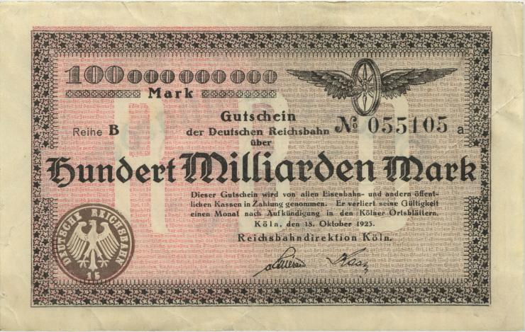 PS1292 Reichsbahn Köln 100 Milliarden Mark 1923 (3) 