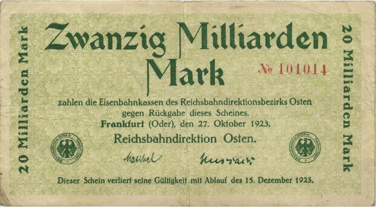 PS1232a Reichsbahn Frankfurt/Oder 20 Milliarden Mark 1923 (3) 