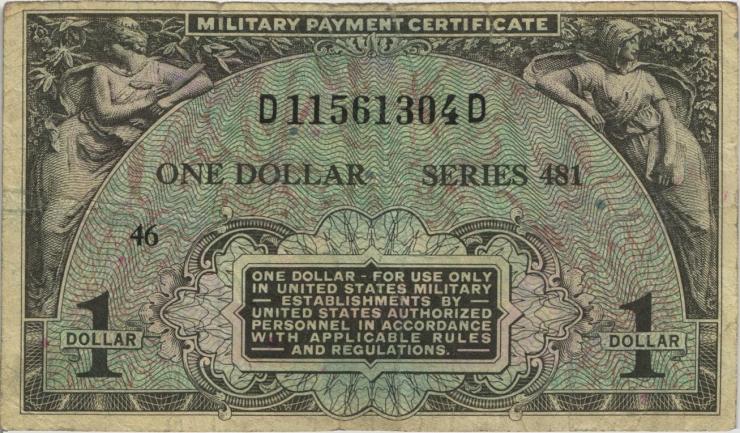 USA / United States P.M26 1 Dollar (1951) Serie 481 (3) 