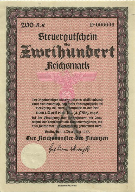 Steuergutschein 200 Reichsmark 1937 (1941) (1) 