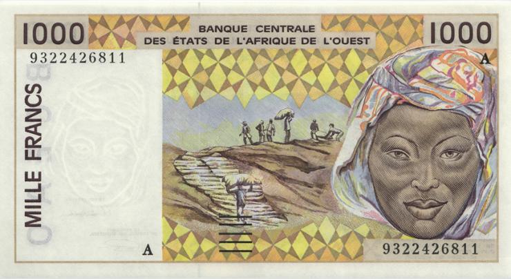West-Afr.Staaten/West African States P.111Ac 1000 Francs 1993 (1) 