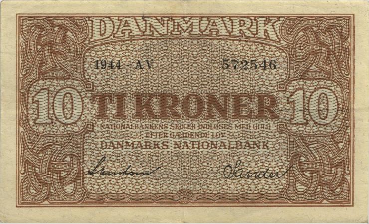 Dänemark / Denmark P.36 10 Kroner 1944 (2+) 