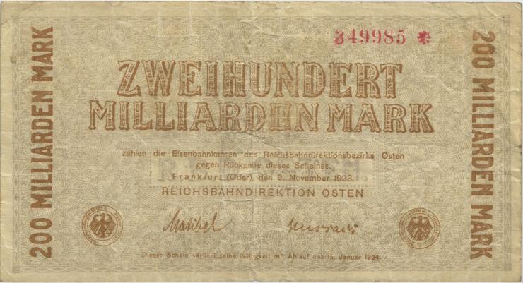 PS1235b Reichsbahn Frankfurt / Oder 200 Milliarden Mark 1923 (3-) 5-stellig 