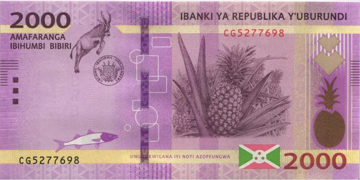 Burundi P.52b 2000 Francs 2018 (2021) (1) 