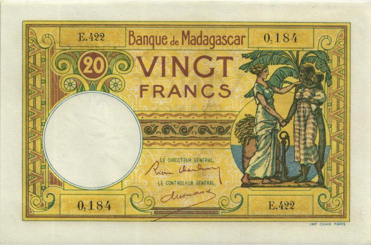 Madagaskar P.037 20 Francs (ca. 1937 - 1947) (1) 