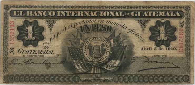 Guatemala P.S153a 1 Peso 1920 (3/4) 