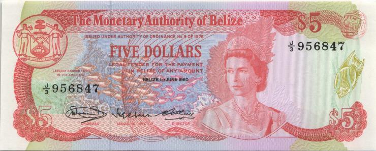 Belize P.39a 5 Dollars 1980 (1/1-) 