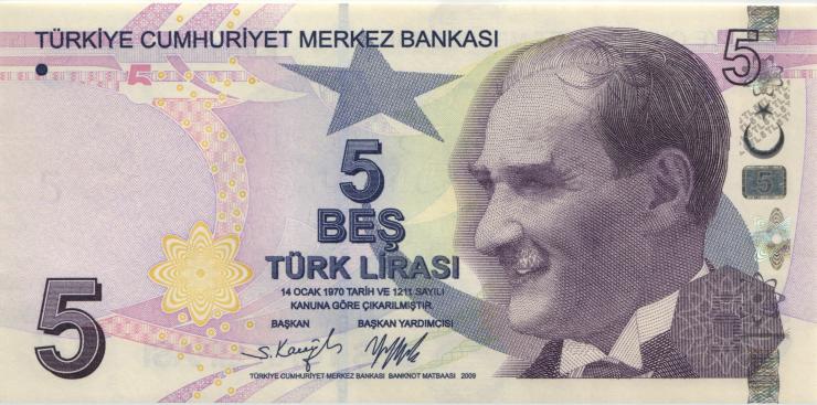 Türkei / Turkey P.222f 5 Lira 2009 (2022) (1) 