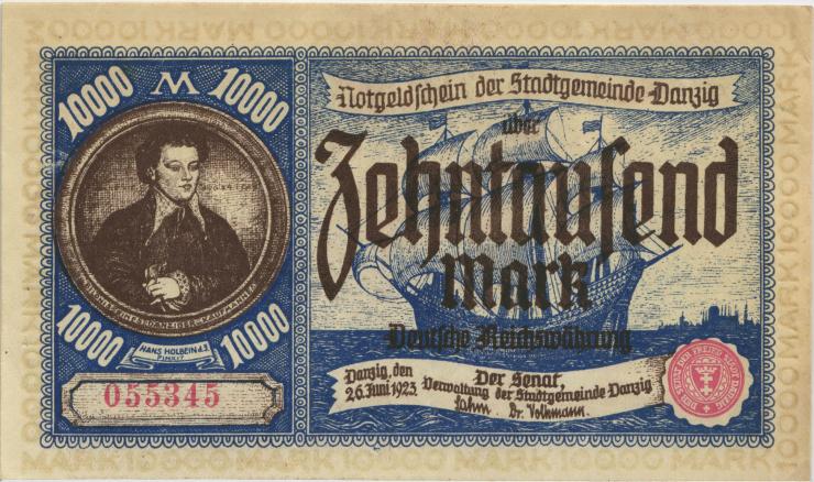 R.799: Danzig 10.000 Mark 1923 (1/1-) 