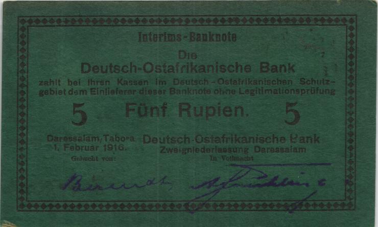 R.933i: Deutsch-Ostafrika 5 Rupien 1916 (1-) 