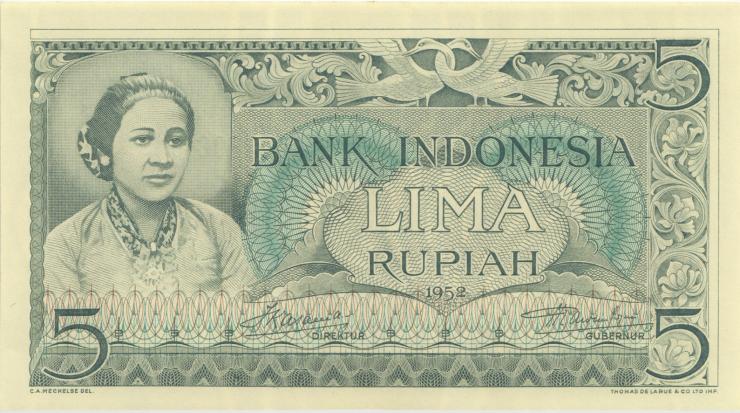 Indonesien / Indonesia P.042 5 Rupien 1952 (1) 