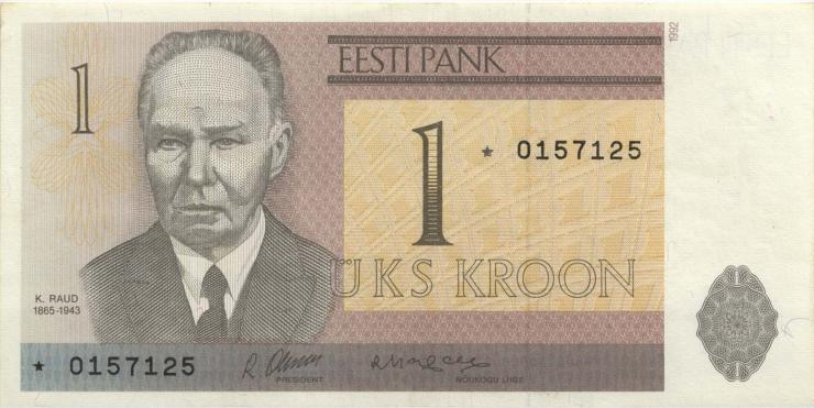 Estland / Estonia P.69r 1 Krone 1992 (1) * replacement 