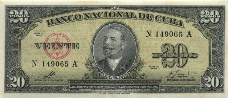 Kuba / Cuba P.080c 20 Pesos 1960 (2) 