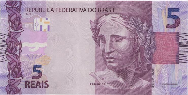 Brasilien / Brazil P.253d 5 Reais 2010 (2019) (1) 