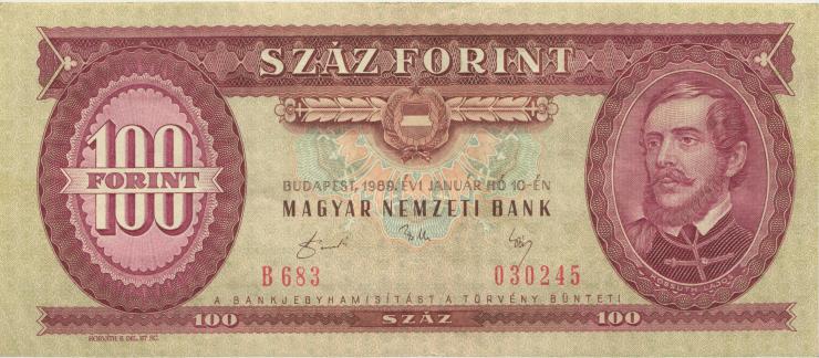 Ungarn / Hungary P.171h 100 Forint 1989 (2) 