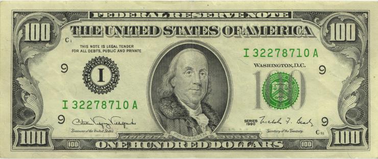 USA / United States P.489 100 Dollars 1990 (2) 