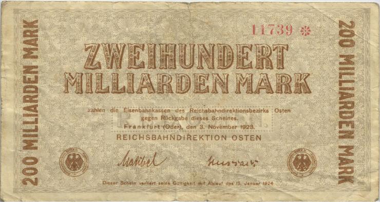 PS1235b Reichsbahn Frankfurt / Oder 200 Milliarden Mark 1923 (3-)  6-stellig 