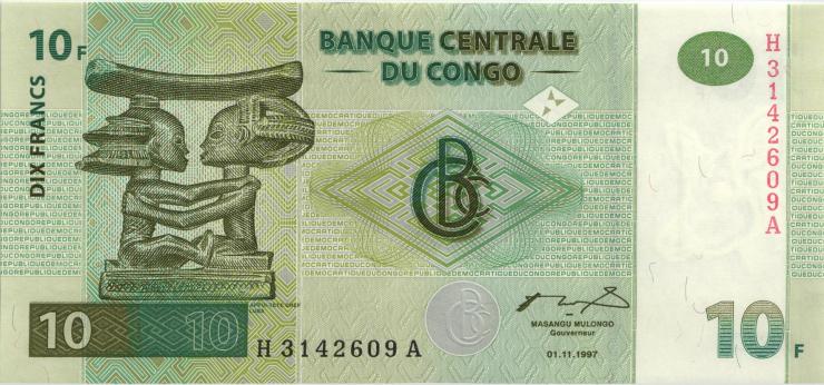 Kongo / Congo P.087 10 Francs 1997 (1) 
