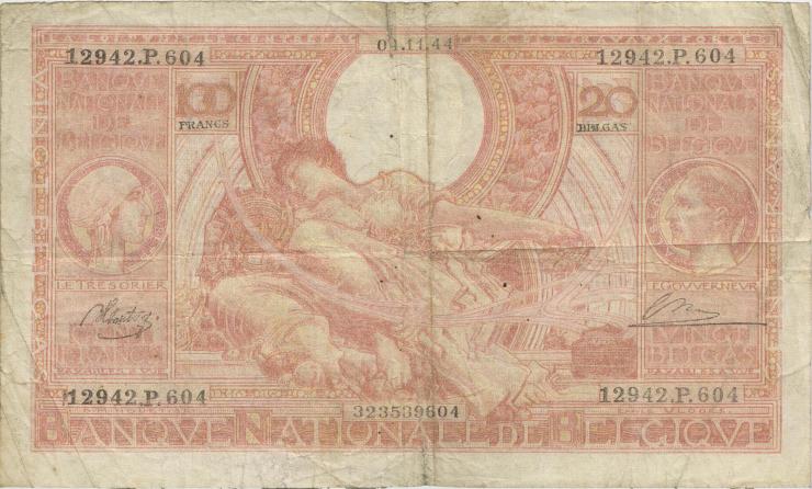 Belgien / Belgium P.113 100 Francs = 20 Belgas 1944 (4) 