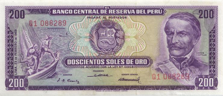 Peru P.096 200 Soles de Oro 1968 (2/1) 