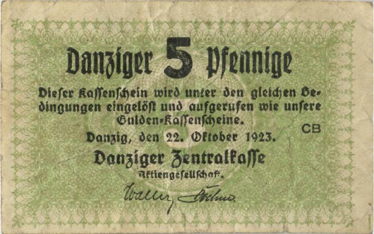 R.813: Danzig 5 Pfennige 1923 (3) 