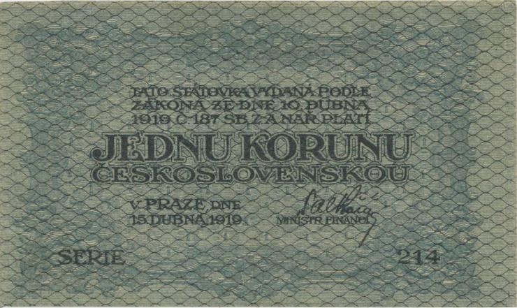 Tschechoslowakei / Czechoslovakia P.06 1 Krone 1919 (1/1-) 