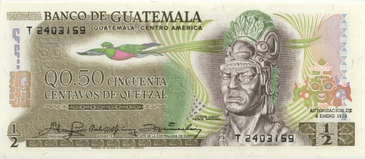 Guatemala P.058c 1/2 Quetzales 4.1.1978 (1) 