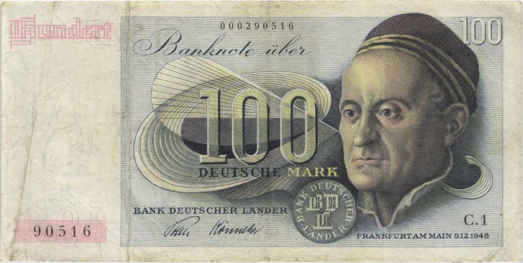 R.256 100 DM 1948 Bank Deutscher Länder (3-) C.1 