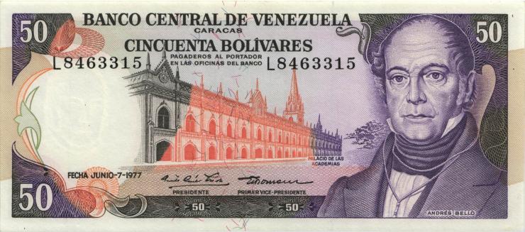 Venezuela P.054d 50 Bolivares 1977 (1) 