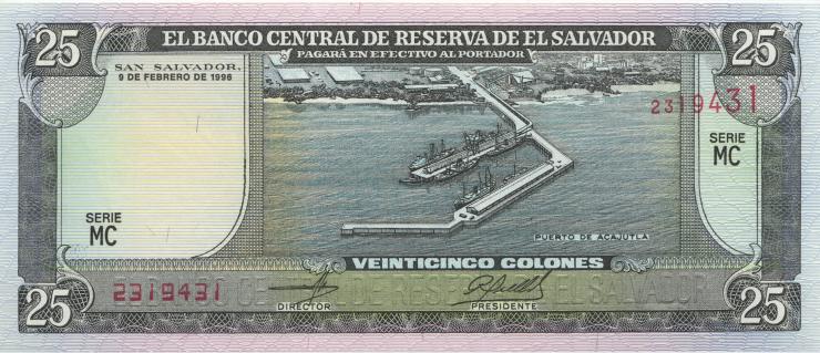 El Salvador P.142a 25 Colones 1995 (1) 