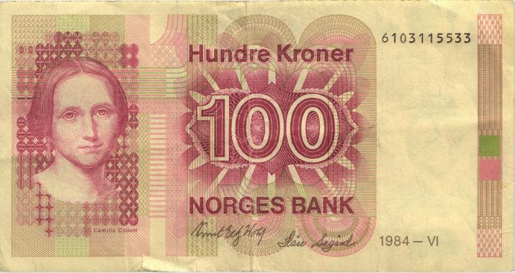 Norwegen / Norway P.43b 100 Kroner 1984 (3) 