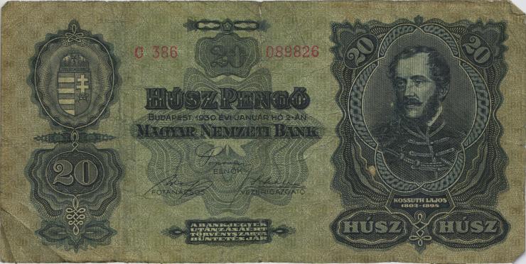 Ungarn / Hungary P.097 20 Pengö 1930 (4) 