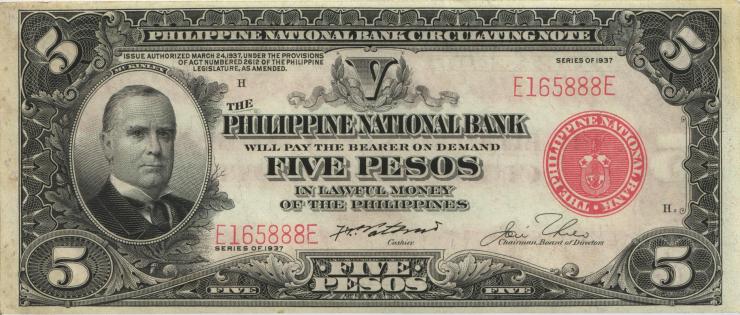 Philippinen / Philippines P.057 5 Pesos 1937 (1) 