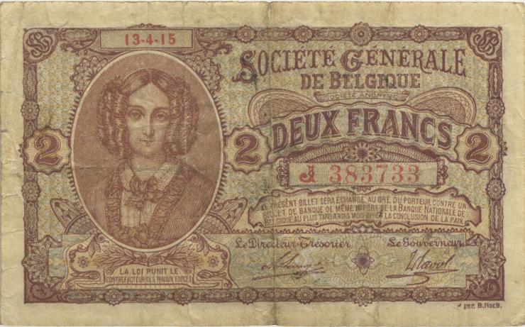 R.434: Besetzung Belgien 2 Francs 13.4.1915 (3) 
