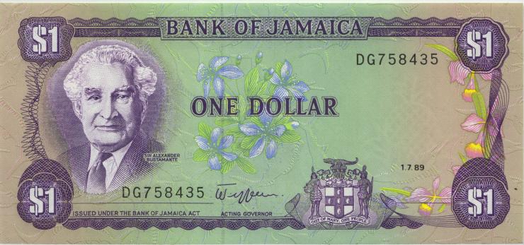 Jamaika / Jamaica P.068Ac 1 Dollar 1989 (1) 