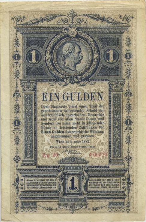 Österreich / Austria P.A153 1 Gulden 1882 (3+) 