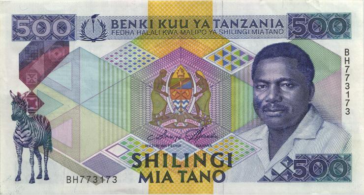 Tansania / Tanzania P.21a 500 Shillings (1989) (1) Serie BH 