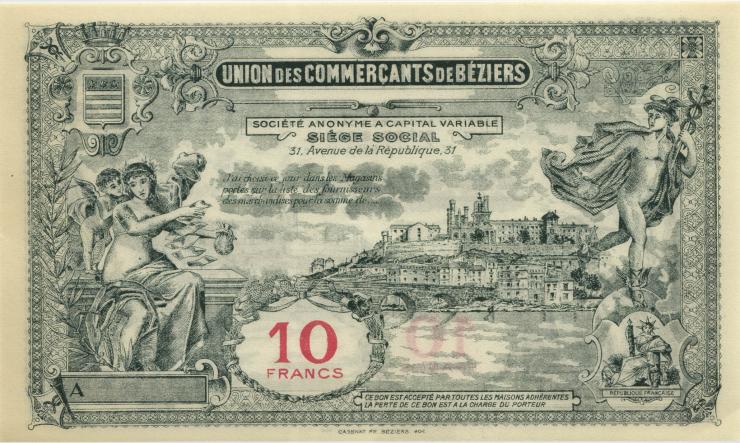 Frankreich / France 10 Francs o.J. Beziers (1) 