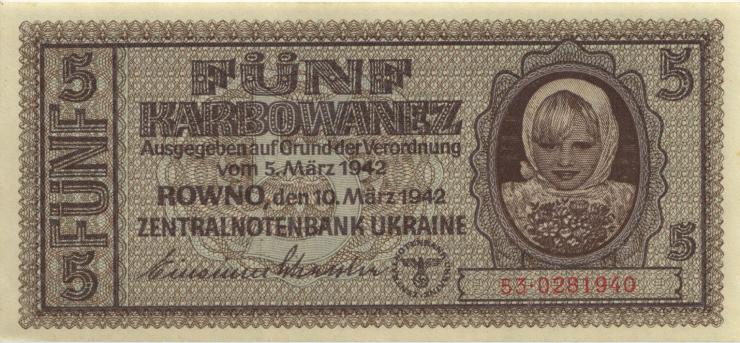 R.593b: Besetzung Ukraine 5 Karbowanez 1942 (2) 