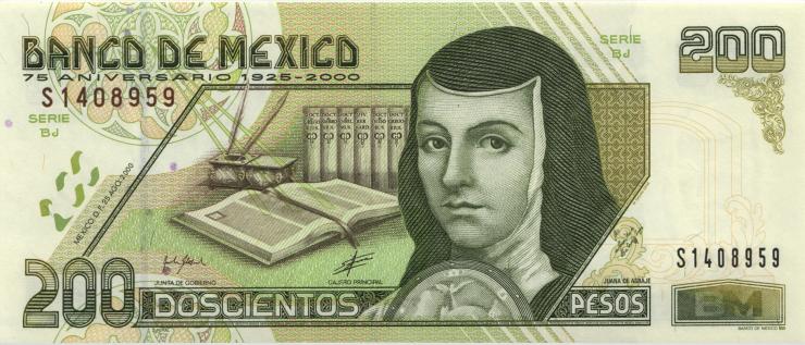 Mexiko / Mexico P.114 200 Pesos 2000 Gedenkbanknote (1) 
