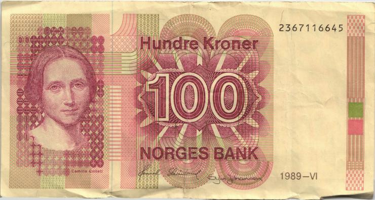 Norwegen / Norway P.43d 100 Kroner 1989 (3) 