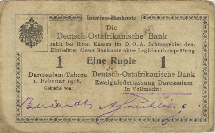 R.928u: Deutsch-Ostafrika 1 Rupie 1916 A3 (3) 