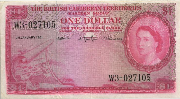British Caribbean Territories P.07b 1 Dollar 1961 (3) 