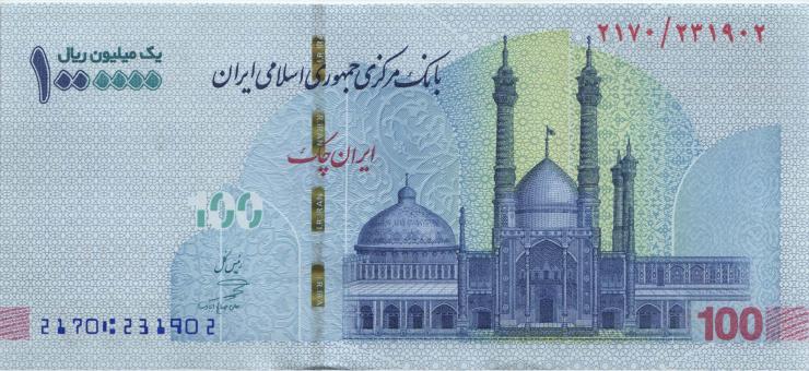 Iran P.166 1.000.000 Rials = 100 Toman (2022) Scheck (1) 
