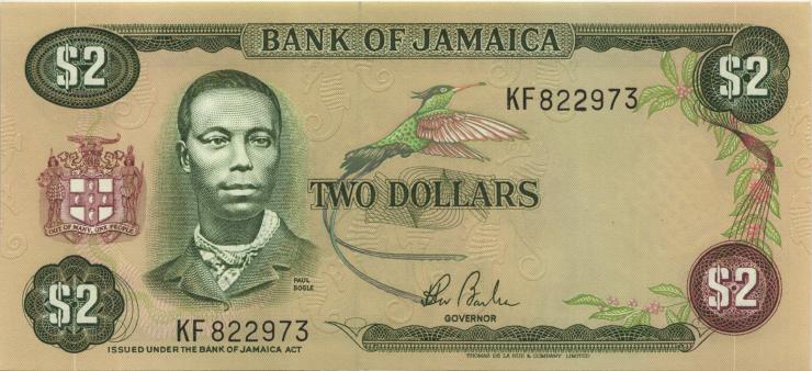 Jamaika / Jamaica P.065b 2 Dollars (1982-86) (1) 