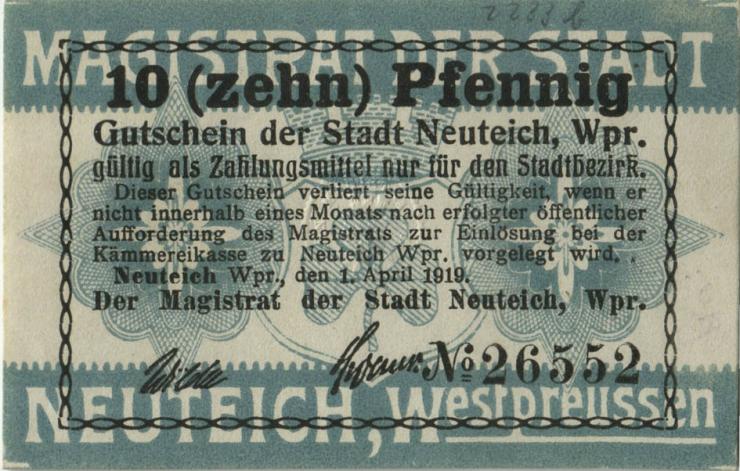 Notgeld Neuteich / Danzig 10 Pfennig 1919 (1) 