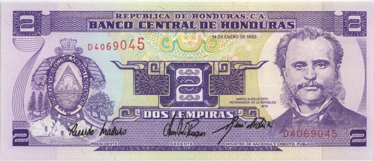 Honduras P.072a 2 Lempiras 14.1.1993 (1) 
